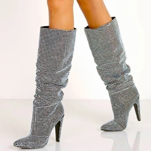 Steve Madden Shoes - Steve Madden ‘Crushing’ Rhinestone Slouchy Heeled Boots
